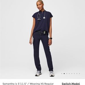 Navy figs scrub top